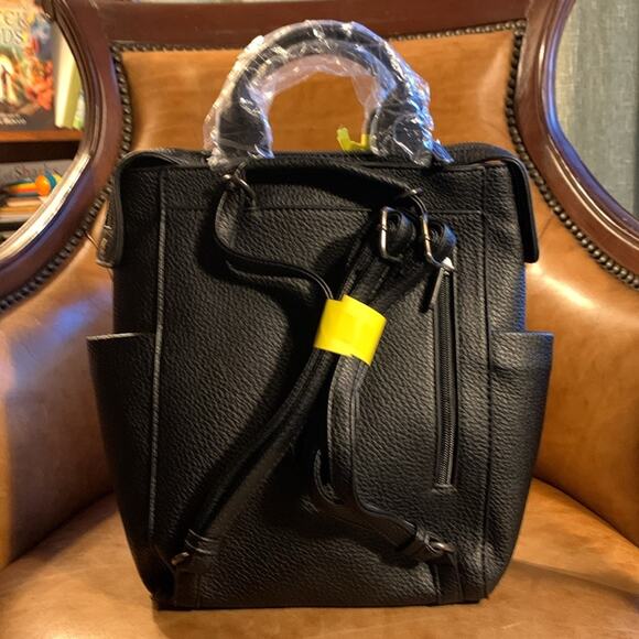 NWT Wrangler Small Leather Convertible Backpack - Black